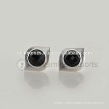 Wholesale 925 Sterling Silver Brush Finish Oval Black Onyx Gemstone Stud Earrings Suppliers